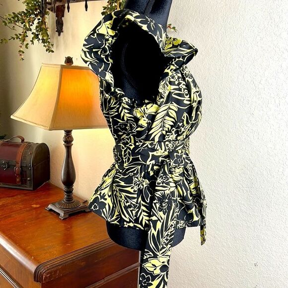 NWT PINKO | Mike 1 Popeline One Shoulder Italian Top | Nero/Lime | Size 6 - Picture 3 of 13